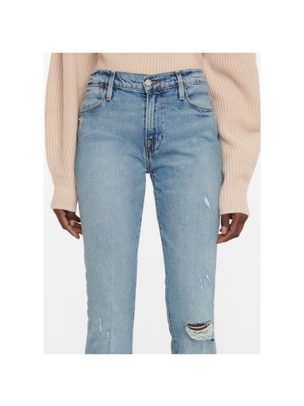 Frame Le High Flare in Crystal Beach Jeans with Subtle Distressing Size 28 - Picture 4 of 14